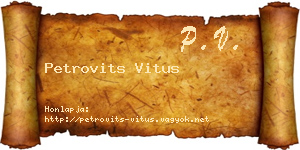 Petrovits Vitus névjegykártya